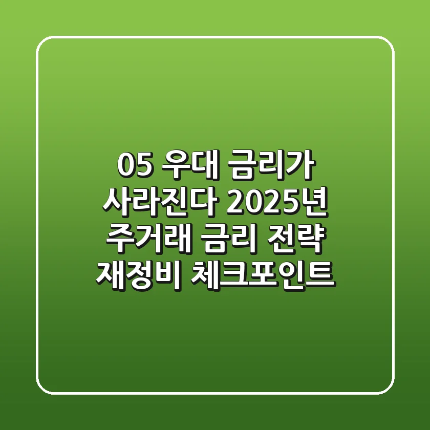 "0.5% 우대 금리가 사라진다", 2025년 주거래 금리 전략 재정비 체크포인트