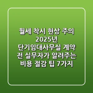 "월세 착시 현상 주의", 2025년 단기임대사무실 계약 전 실무자가 알려주는 비용 절감 팁 7가지