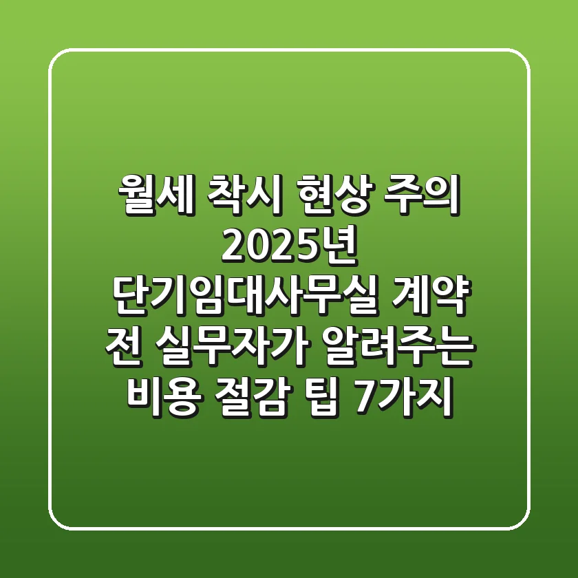 "월세 착시 현상 주의", 2025년 단기임대사무실 계약 전 실무자가 알려주는 비용 절감 팁 7가지