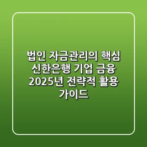 "법인 자금관리의 핵심", 신한은행 기업 금융 2025년 전략적 활용 가이드