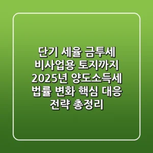 "단기 세율, 금투세, 비사업용 토지까지", 2025년 양도소득세 법률 변화 핵심 대응 전략 총정리