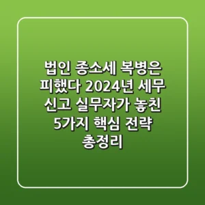 "법인, 종소세 복병은 피했다", 2024년 세무 신고 실무자가 놓친 5가지 핵심 전략 총정리