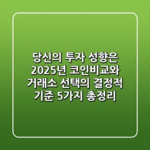 "당신의 투자 성향은?", 2025년 코인비교와 거래소 선택의 결정적 기준 5가지 총정리